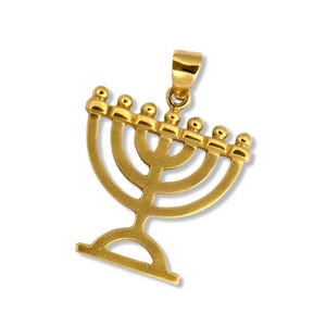 Gold Menorah Pendant, Solid 14k Gold Menorah Necklace Charm, Traditional Jewish Pendants, Hanukkah Jewelry Gifts, Jewish Jewelry from Israel
