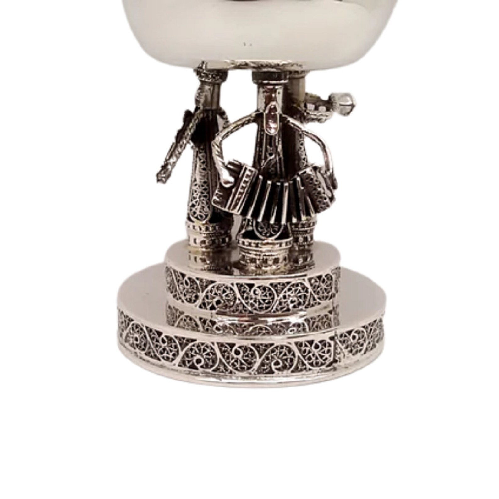 Unique Silver Kiddush Cup W Hasidic Musicians Sterling Silver Etsy