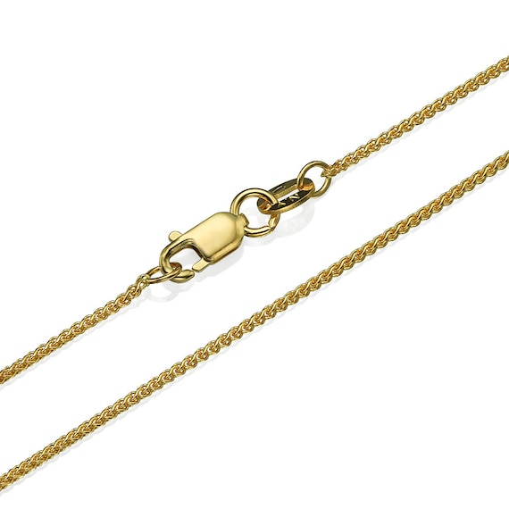 14K Yellow Gold Baptism Charm Pendant with 0.9mm Wheat Chain Necklace