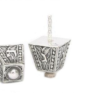 Cube Dreidel in Sterling Silver Filigree, Hanukkah Gift, Jewish Silver Judaica, Jewish Gifts for Children, Handmade Gifts from Israel