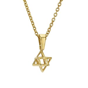 Merkabah Star of David Kabbalah Pendant in Solid 14k Gold, Merkaba Pendant, 3D Star of David, Sacred Geometry, Jewish Jewelry from Israel