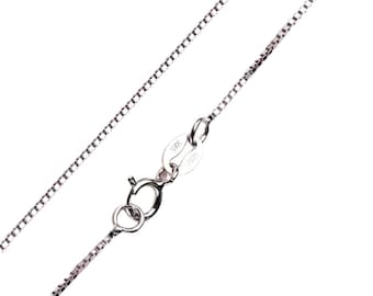 Cadena de plata de ley de 1,2 mm, cadena de plata tipo caja, collar de plata 925 con cierre de resorte.