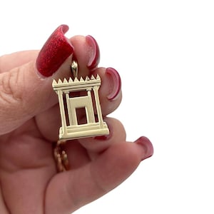 Holy Temple Jewish Pendant in 14K Gold, Second Temple of Jerusalem, Holy Temple Gate, Jewish Jewelry from Israel, Gift for Him