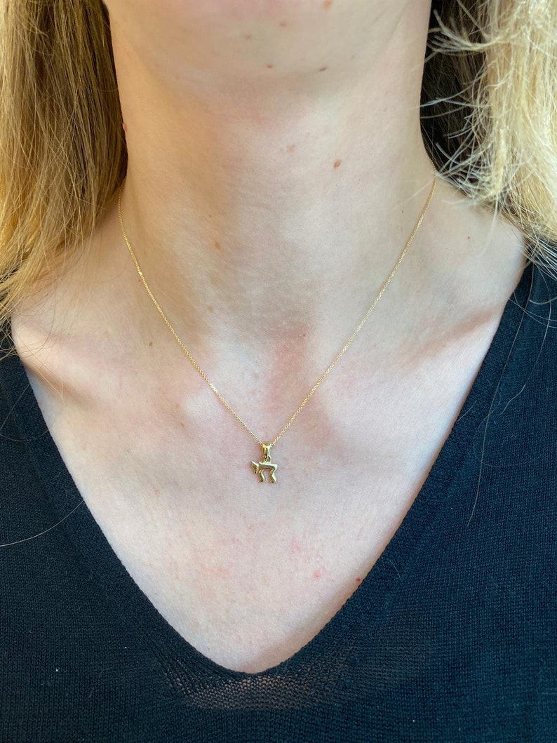 Dainty Chai Pendant 14k Solid Gold Mini Chai Necklace Charm Etsy