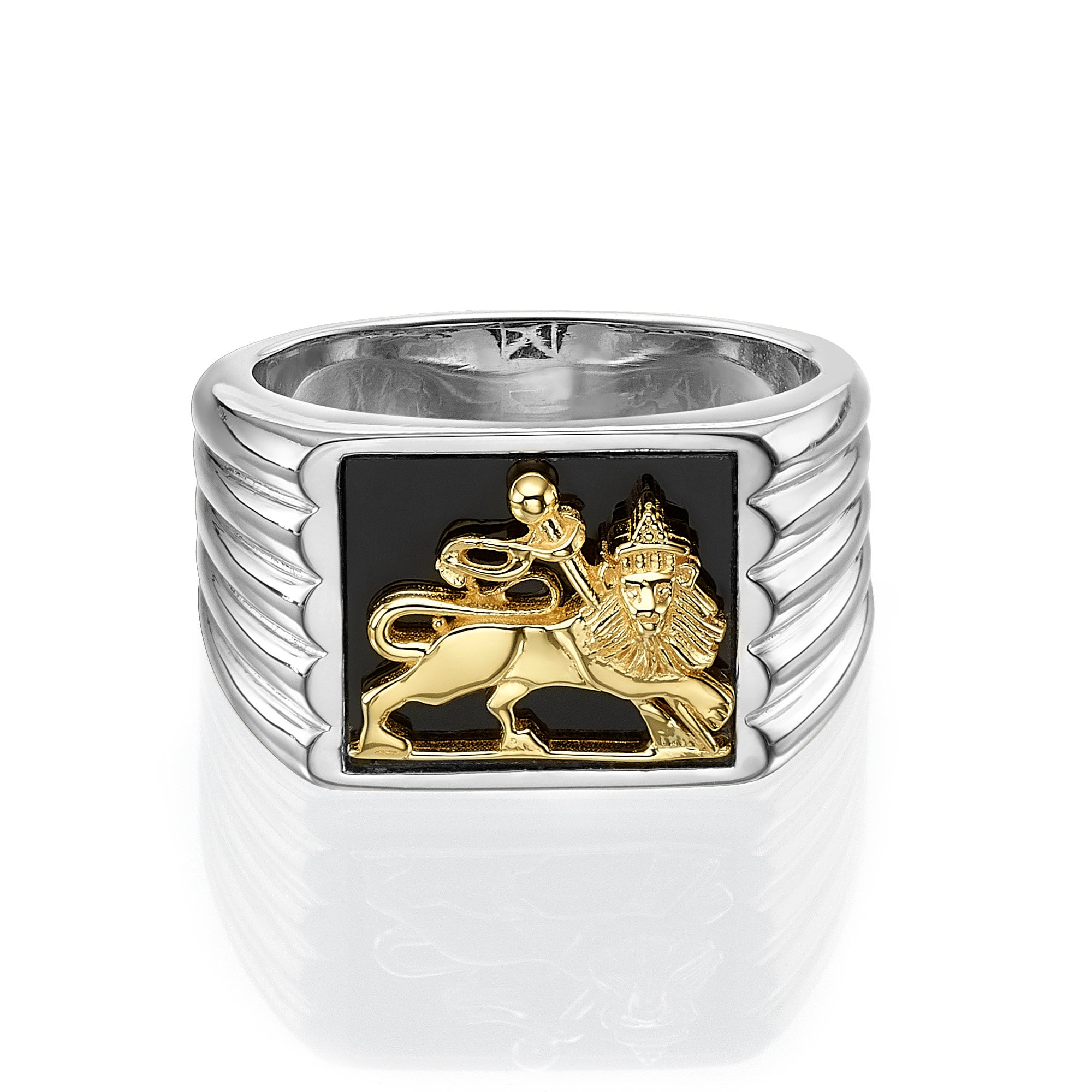 Lion of Judah Men's Ring Bob Marley Style Sterling Silver 