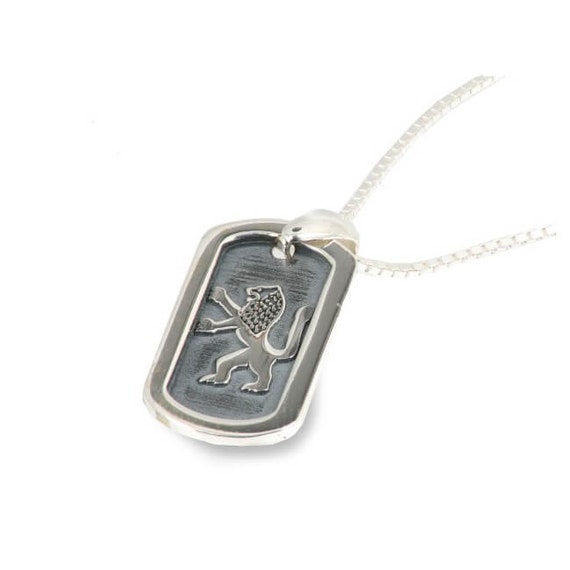 Lion Of Judah Necklace Sterling Silver Dog Tag For Image 0