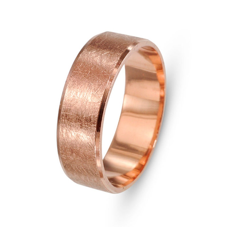 Florentine 14k Rose Gold Wedding Ring, Brushed Gold Ring, Rose Gold Wedding Band, Textured Gold Wedding Ring, 14k Rose Gold Ring for Her