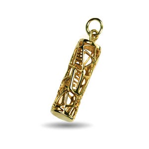 Modern Jewish Mezuzah Pendant in Solid 14k Gold, Unique Mezuzah Necklace Pendant, Open Mezuzah Jewelry, Jewish Jewelry, Judaica Jewelry