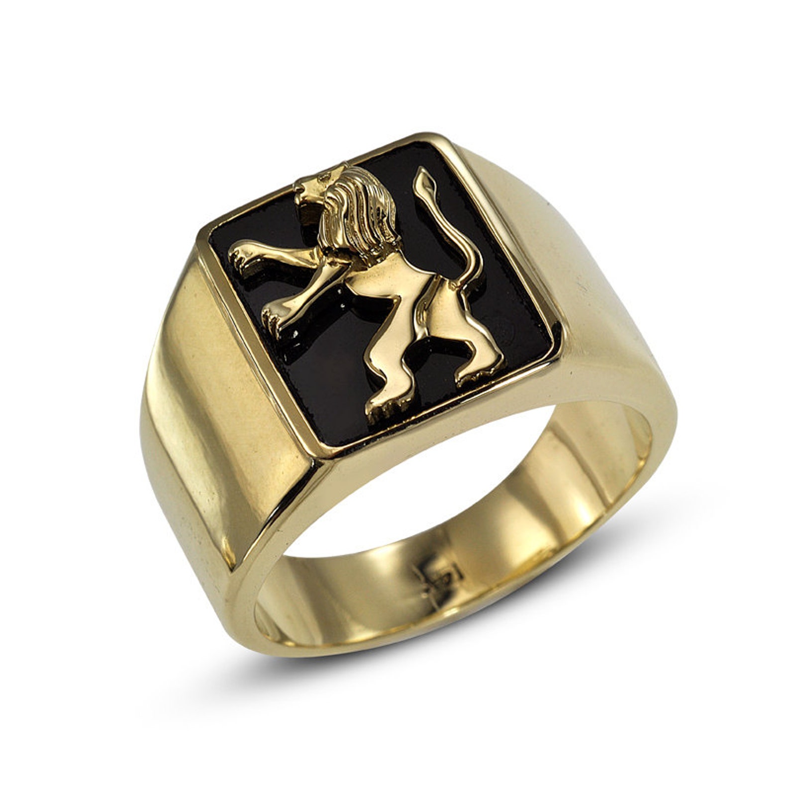 Lion of Judah Ring Onyx and 14k Gold Ring Gold Lion Ring - Etsy