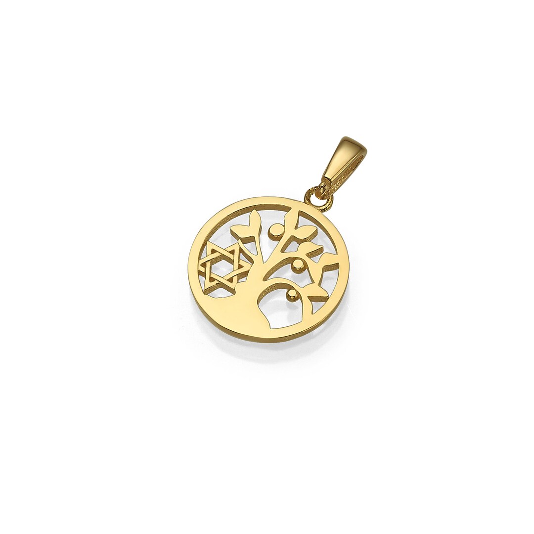 Tree Of Life & Star Of David Pendant Necklace - Handcrafted Pewter, 18 Inch Leather Cord