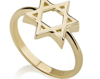 Star of David Ring in 14k Gold, Magen David Ring, Gold Jewish Ring, Jewish Jewelry, Handmade Jewish Star, Protection Jewelry from Israel