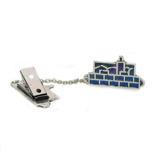 Jerusalem Tallit Clips, Sterling Silver Talit Clip, Colorful Enamel Prayer Shawl Clips, Western Wall Jewish Jewelry, Bar Mitzvah Gift