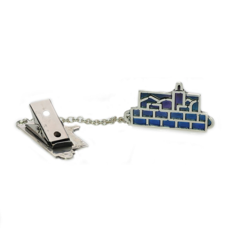 Jerusalem Tallit Clips, Sterling Silver Talit Clip, Colorful Enamel Prayer Shawl Clips, Western Wall Jewish Jewelry, Bar Mitzvah Gift