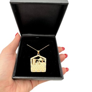 Jerusalem Skyline and Kotel Pendant In 18K Gold, Diamonds, Star of David, Tower of David & Western Wall Jewish Holy Land Necklace Jewelry