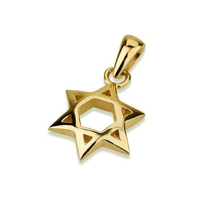 Davidster koepelvormige 14k gouden hanger, kleine Joodse sterhanger, massief gouden hanger, Magen David kettinghanger, handgemaakte Israëlische sieraden