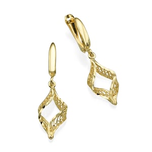 Yeminite Filigree 14k Gold Drop Earrings, Handmade Gold Earrings, Israeli Jewelry, Valentine&#39;s Gift, Mothers Day Gift, Gifts for Her