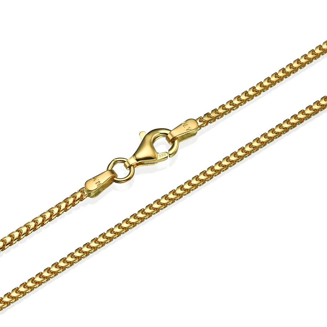 14k Gold Franco Chain 1.5mm, 14k Yellow Gold Franco Chain, Solid Gold ...