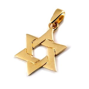Interwoven Star of David Pendant in 14k Gold, Classic Jewish Star Necklace Pendant, Elegant Magen David Charm, Handmade in Israel