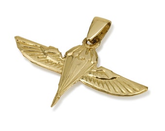 Israeli Paratrooper Pendant, 14k Solid Gold Pendant, IDF Wings Israel Army Pendant, Israeli Army IDF Pendant, Israel Parachute Pendant