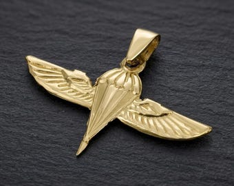 Israeli Paratrooper Pendant in 14k Gold, IDF Wings Israel Army Pendant