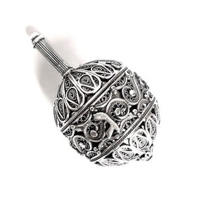 Sterling Silver Hanukkah Dreidel with Filigree Art, Hanukkah Gift, Jewish Silver Judaica
