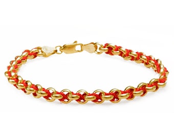 14k Gold Kabbalah Bracelet, Woven Red String Gold Bracelet, Protection Bracelet, Red String Kabbalah Jewish Bracelet, Good Luck Bracelet