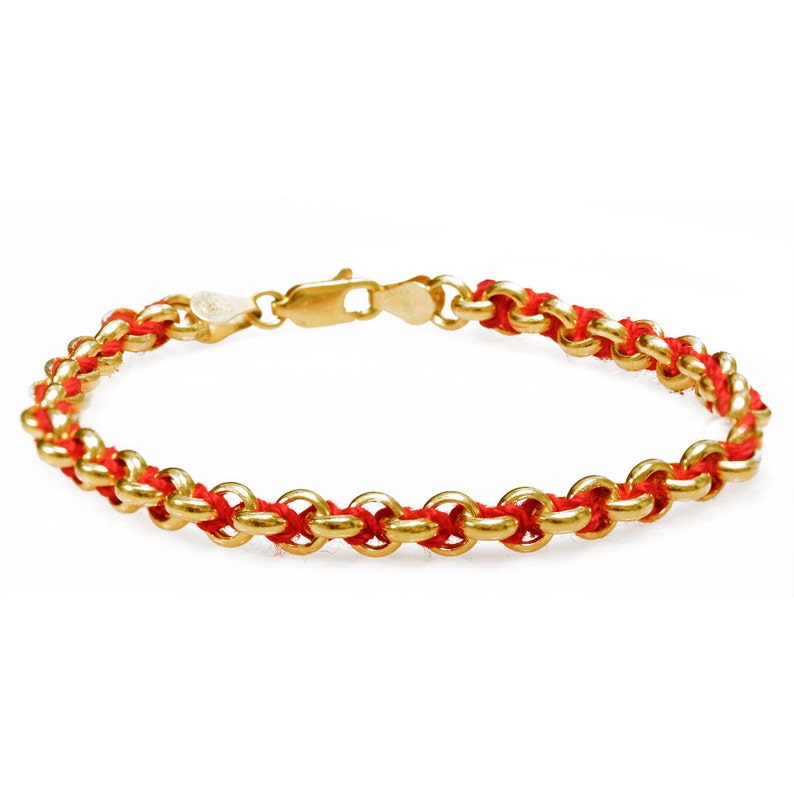 14k Gold Kabbalah Bracelet Woven Red String Gold Bracelet Etsy
