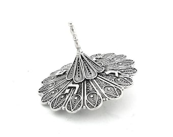 Sterling Silver Broad Flower Filigree Dreidel, Hanukkah Gift for Children