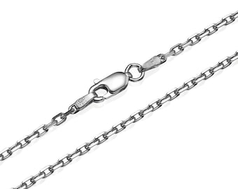 14k White Gold Anchor Link Chain 2.1mm, Made in Italy