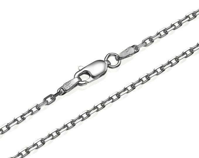 14k White Gold Chain 2.1mm White Gold Anchor Link Chain Etsy
