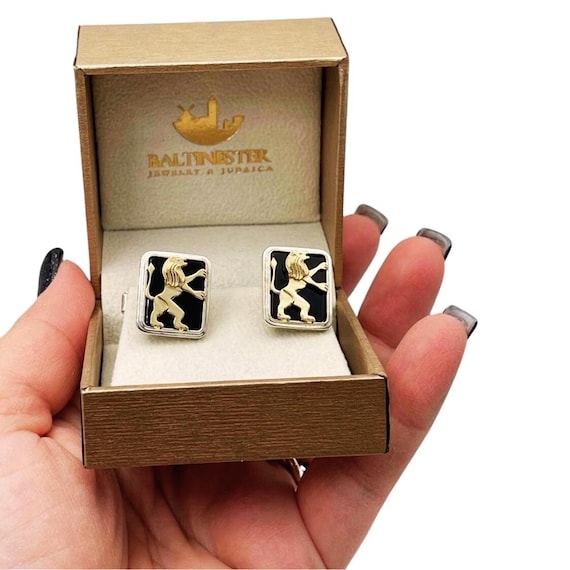 Boutons De Manchettes Or 18k Lion De Juda – Onyx Noir, Origine Éthiopie, Neuf Sans Emballage