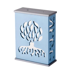 Colorful Tzedakah Box, Tree of Life, Jewish Donation Box, Pushka, Modern Judaica, Charity Box for Home or Synagogue, Jewish Home & Tradition
