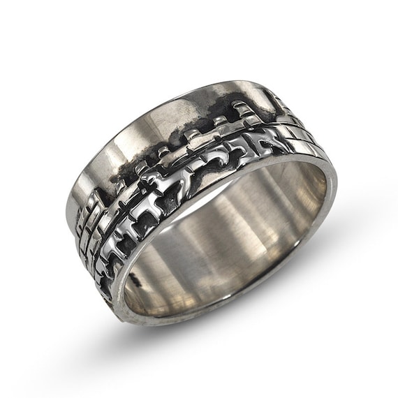 Jerusalem Ani Ledodi Ring Sterling Silver Wedding Band Jewish Wedding Ring Antique Style Hebrew Wedding Band Oxidized Silver Hebrew Ring