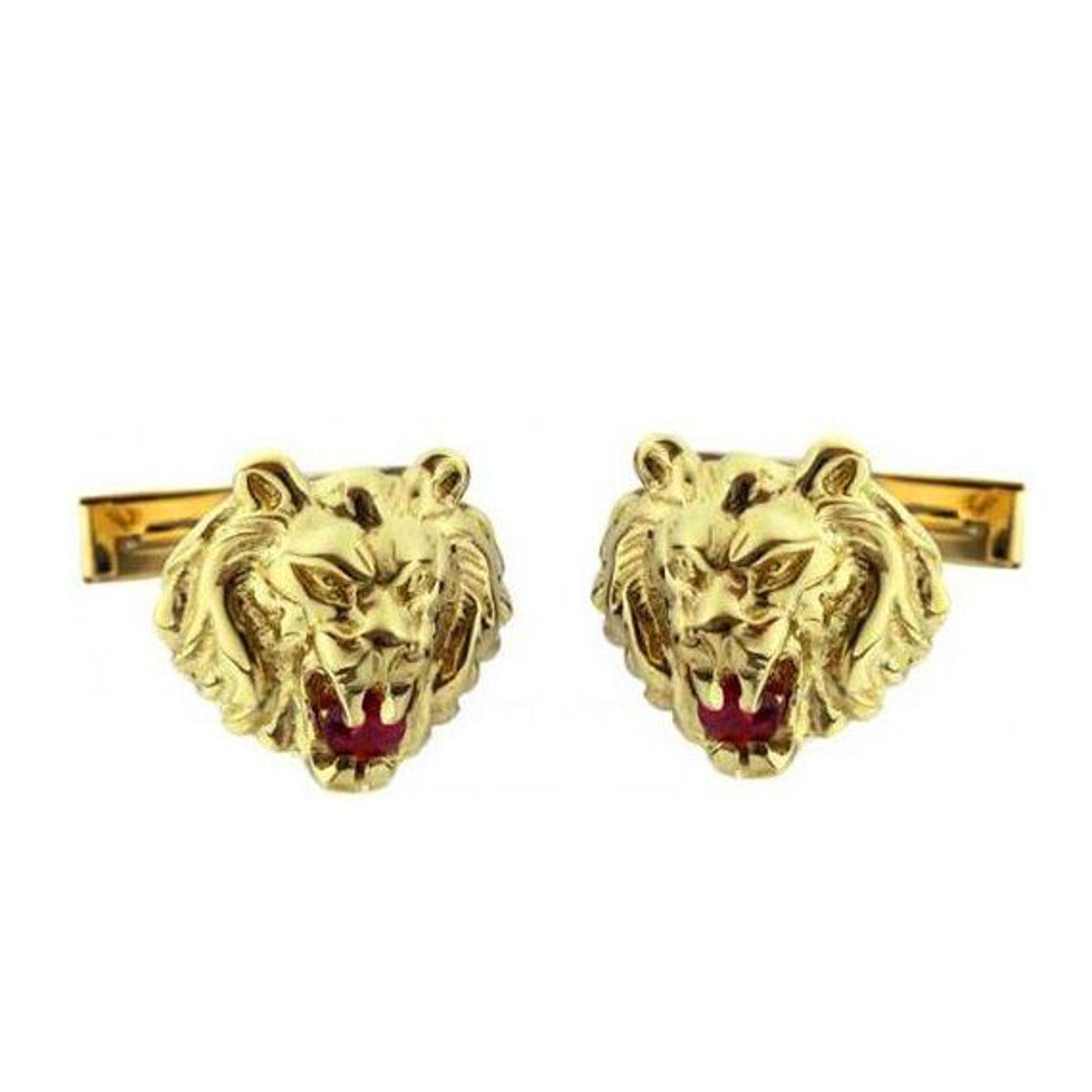 14k Gold Lion Cufflinks Ruby Cufflinks Lion of Judah Cuff | Etsy