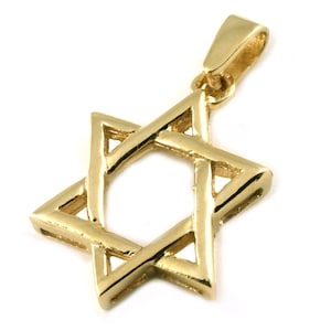 Jewish Star Pendant, 14k Solid Gold Woven Star of David, Classic Jewish Pendant, Large Star Pendant, Gold Magen David, Israeli Jewelry