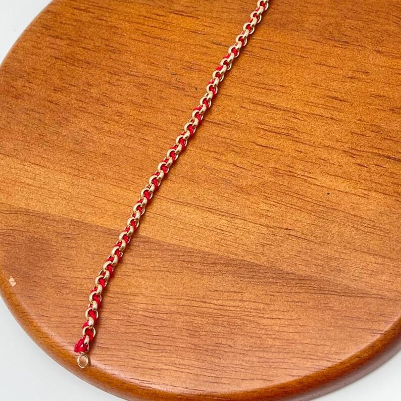 14k Gold Kabbalah Bracelet, Woven Red String Gold Protection Bracelet, Red String Kabbalah Jewish Good Luck Bracelet from Israel