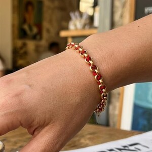 14K Gold Good Luck Bracelet from Israel, Woven Red String Kabbalah Protection, Jewish Jewelry
