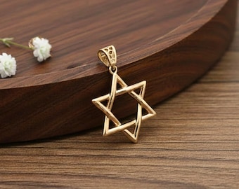 Star of David Pendant in 14k Gold, Jewish Star Charm, Protection Jewelry, Magen David, Jewish Jewelry from Israel, Hebrew symbol necklace