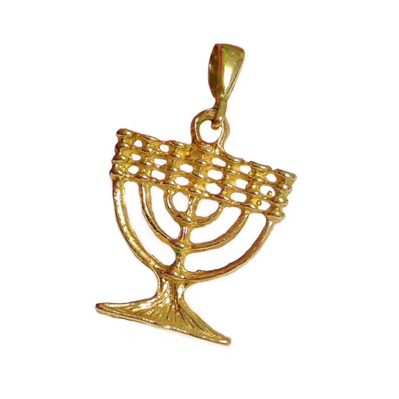 Dainty Menorah Pendant 14K Solid Gold Pendant Mini Menorah Etsy