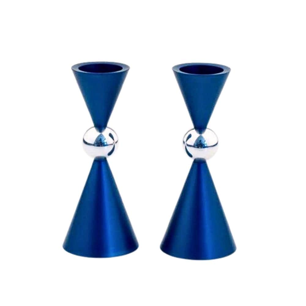 Small Shabbat Candlesticks, Hourglass Shaped Candle Sticks, Modern Judaica, Colorful Candlestick Holders, Holders