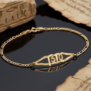 Pulsera con nombre hebreo en oro macizo de 14k, escritura hebrea, regalo de joyería personalizado