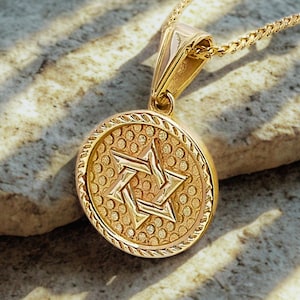 14K Gold Star of David Pendant: Handmade Jewish Necklace, Magen David