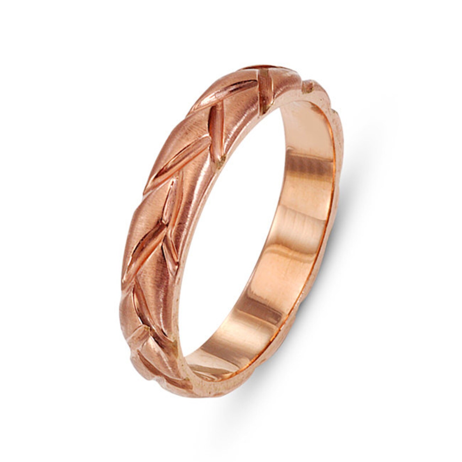 Braided 14k Rose Gold Wedding Ring Rose Gold Wedding Ring Etsy