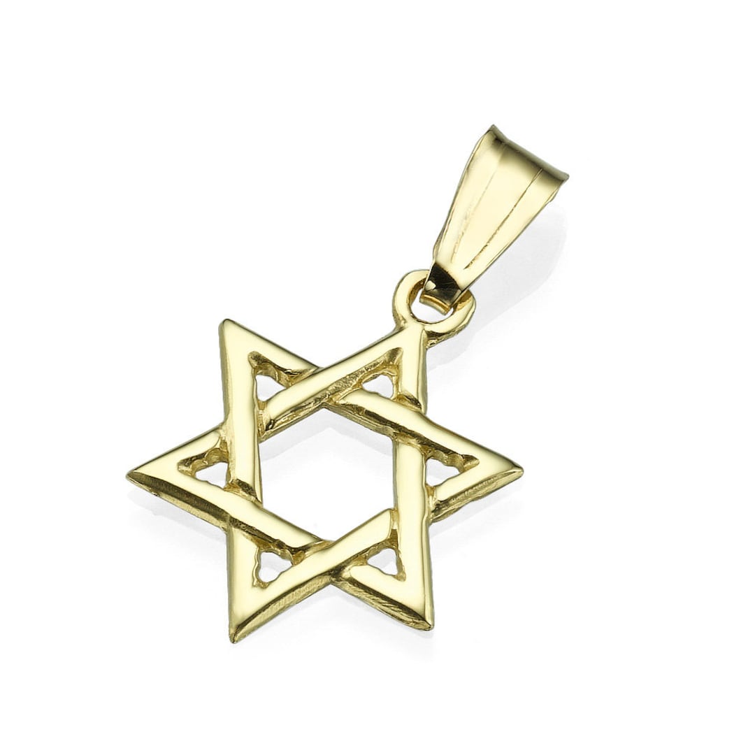 Interwoven Jewish Star of David Necklace Pendant in 14k Yellow Gold ...