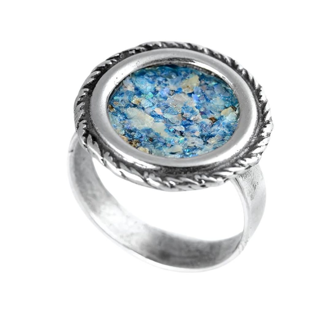 Roman Glass Ring in Sterling Silver, Cocktail Ring, Israeli Ring ...
