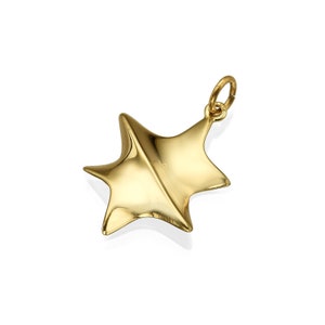 Contemporary Star of David Pendant in 14K Yellow Gold, Magen David Necklace Charm, Elegant Star of David Pendant, Jewish Jewelry