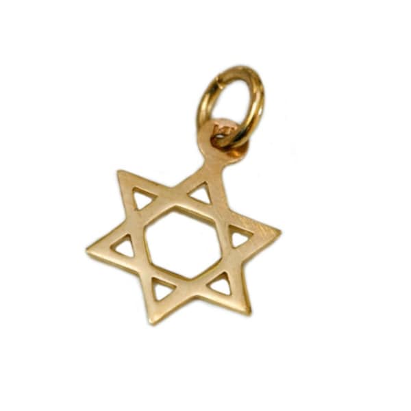 Petite étoile de David, pendentif étoile juive en or massif 14 carats, pendentif à breloque étoile de David délicat, Magen David en or jaune, bijoux juifs israéliens