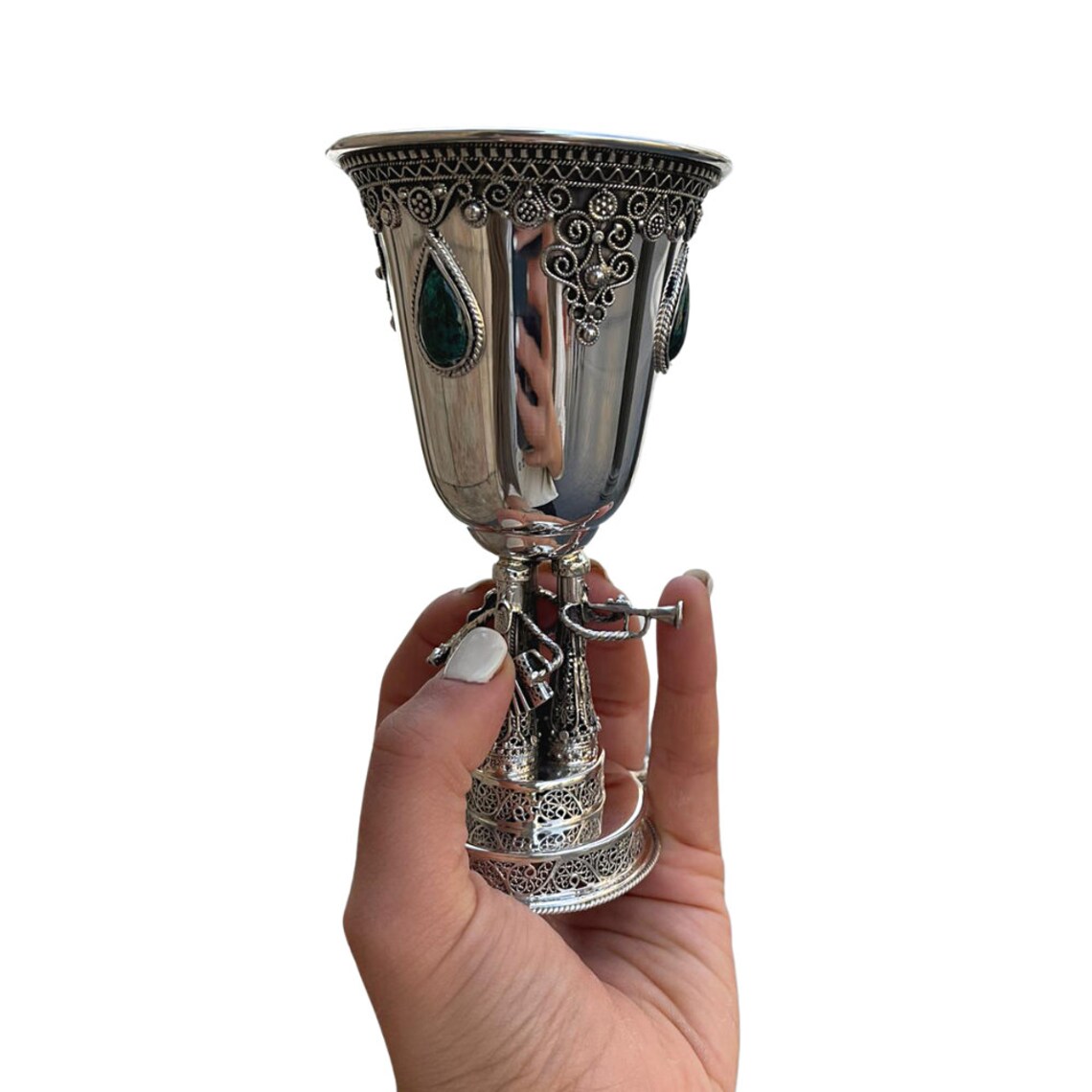 Unique Silver Kiddush Cup W Hasidic Musicians Sterling Silver Etsy