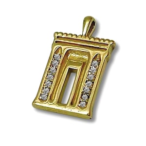 Diamond Holy Temple Jewish Pendant in 14K Gold, Second Temple of Jerusalem, Jewish Temple Gate, Jewish Jewelry Gift from Israel