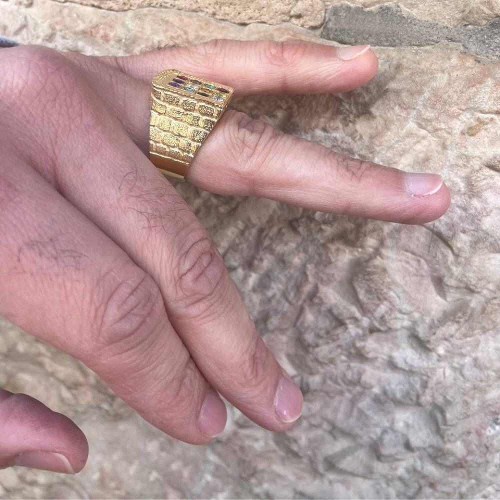 Jewish Choshen Kotel Ring, 12 Stones Ring, 14k Gold Hoshen Jewish Choshen Kotel Ring, 12 Stones Ring, 14k Gold Hoshen